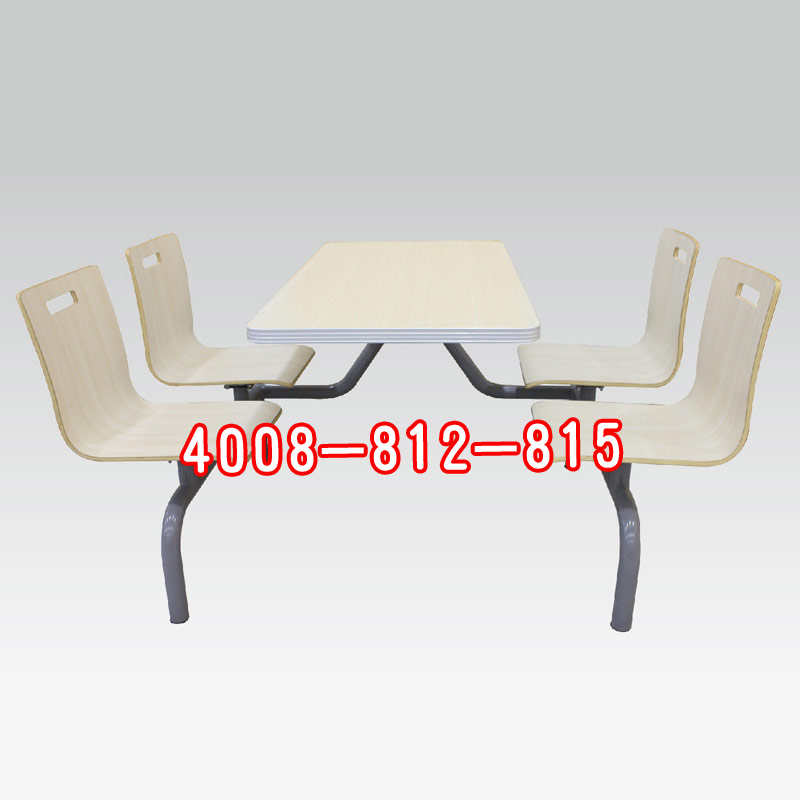 偏杠连体四人位方椅方桌